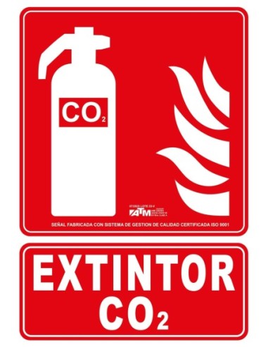 Señal extintor CO2 PVC clase A