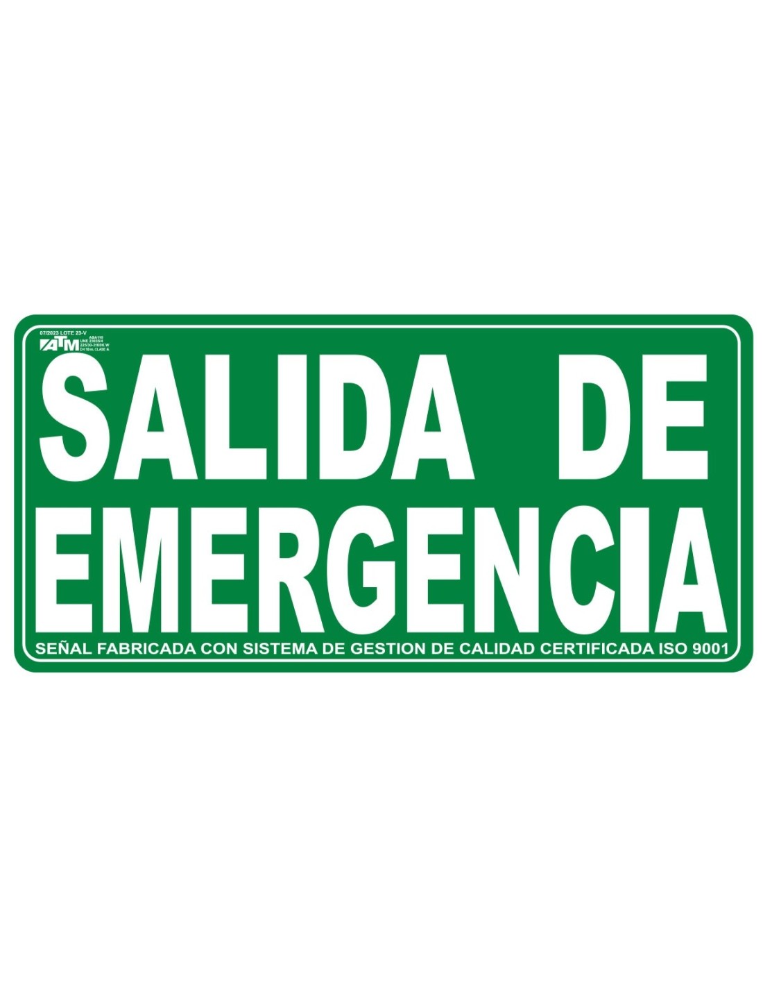 Señal Salida De Emergencia PVC Clase B