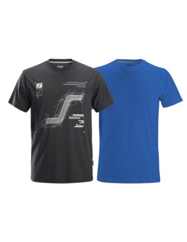 Camiseta 2-pack gris acero-azul talla XL