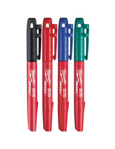 Milwaukee Pack 4 marcadores colores Inkzall, para polvo, aceites o superficies húmedas ref 48223106