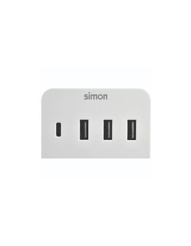 SIMON ADAPTADOR USB A + CARGA INALÁMBRICA + 1 TOMA 16A 250V SIMON