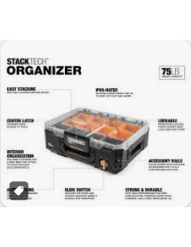 Toughbuilt maleta organizador grande con tapa transparente y gavetas TB-B1-O-30