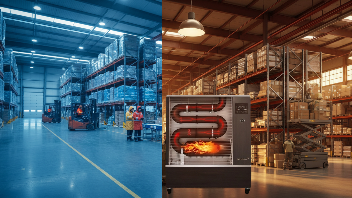 Calefactor para naves y terrazas sin emisión de humos: consumo real, legalidad y casos prácticos 🔥🏭