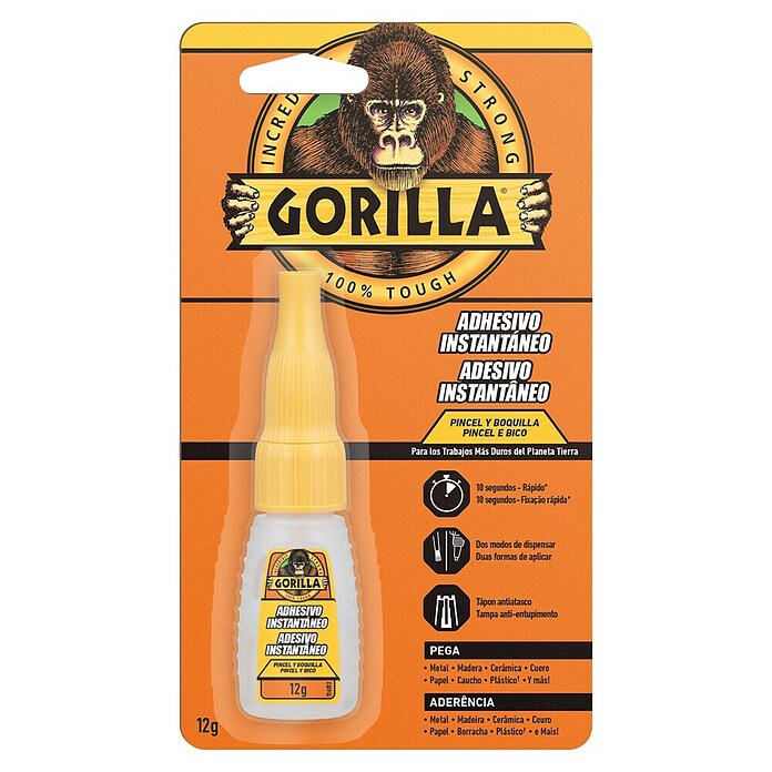 ADHESIVO INSTANTANEO GORILLA BOQUILLA + PINCEL 12 GR