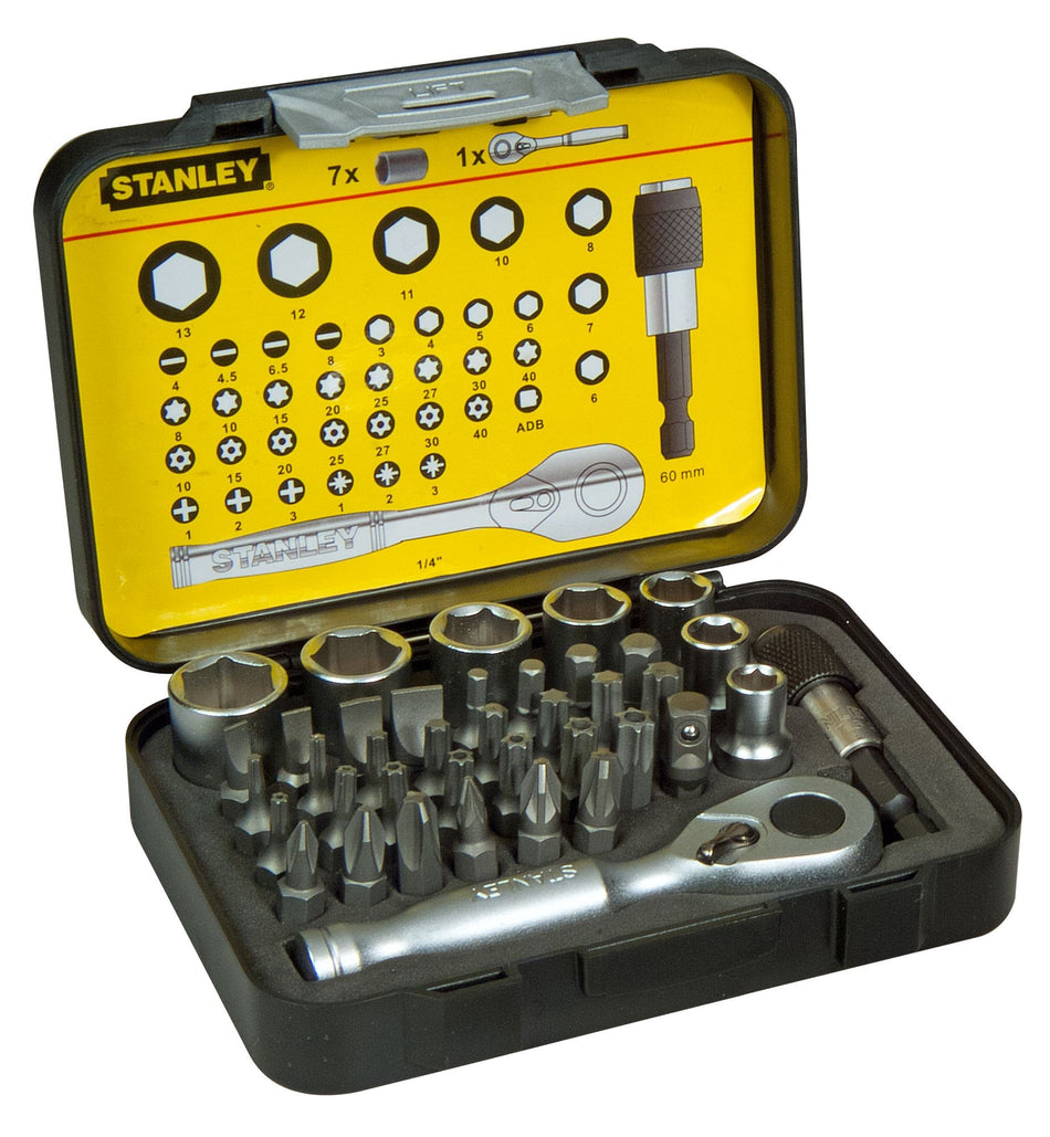 Juego 39 pzs. Puntas 1/4'' + Llaves de vaso + Mini llave con carraca 1/4''
