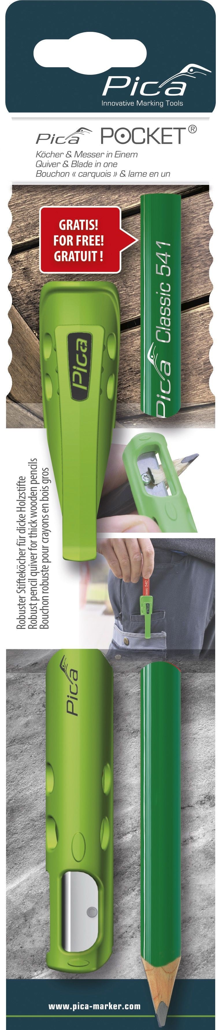 Conjunto funda Pica POCKET + lápiz Pica Classic albañil de 240 mm