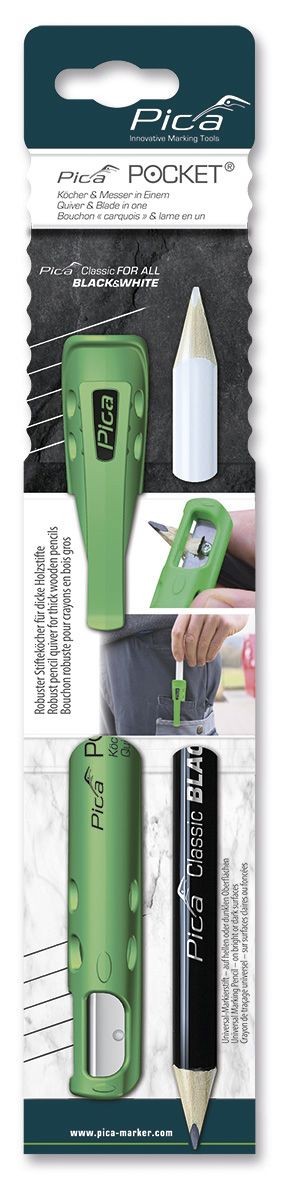 Conjunto funda Pica POCKET + lápiz Pica Classic White de 230 mm