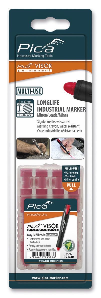 Estuche de 4 Minas VISOR Permanente Rojo en blíster