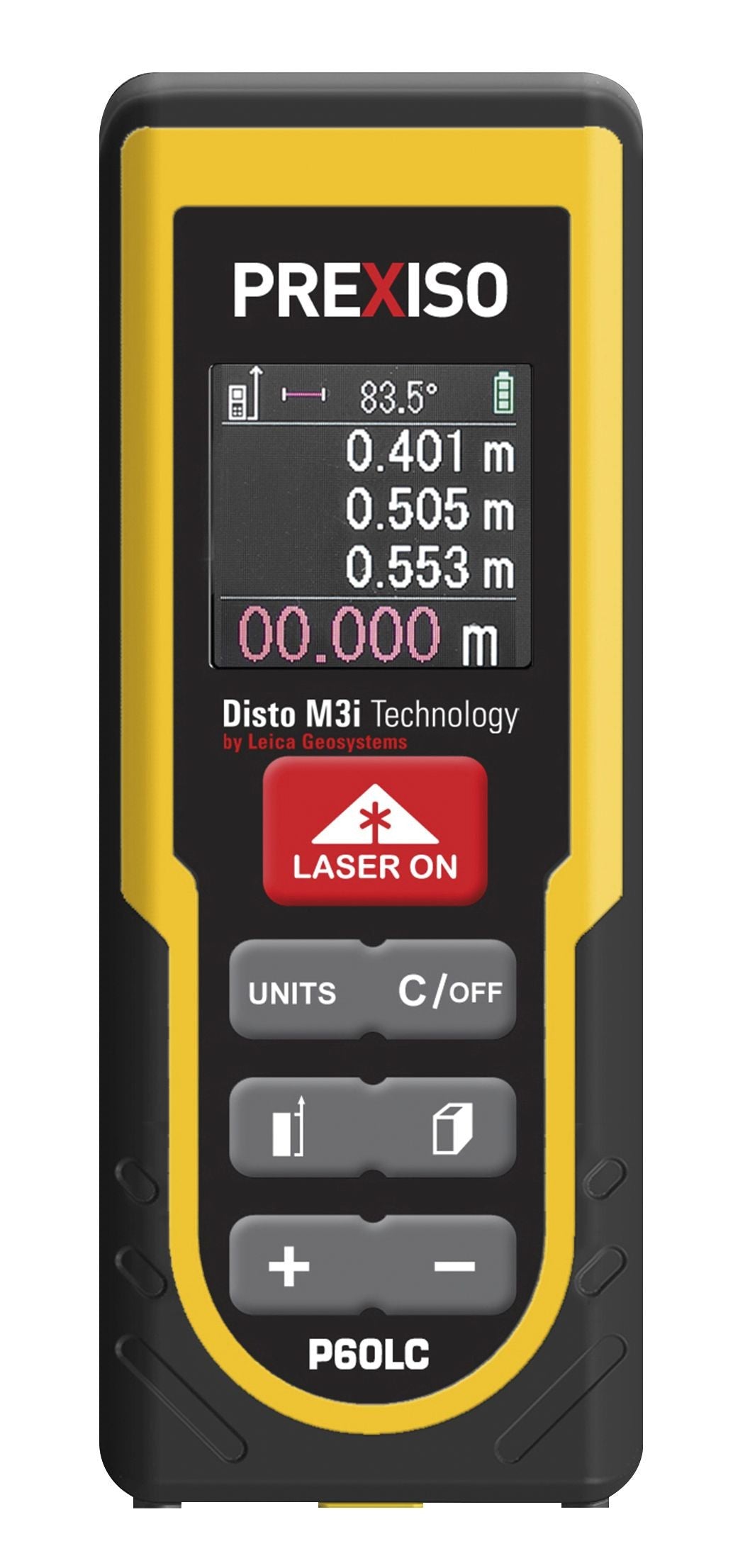 Medidor láser de hasta 60 m con pantalla LCD retroiluminada en color P60LC
