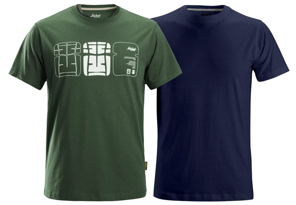 Camiseta 2-pack verde forestal-azul marino talla XS