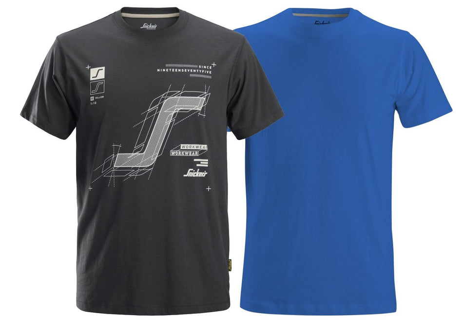 Camiseta 2-pack gris acero-azul talla XS