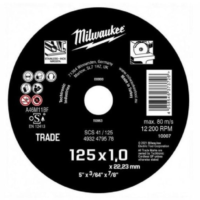 Disco de corte para hierro Milwaukee 125X1,0 caja 25 uds ref 4932479578