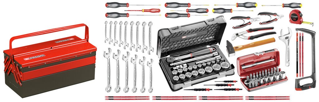 Selección mantenimiento industrial 96 herramientas - caja metal 5 casillas