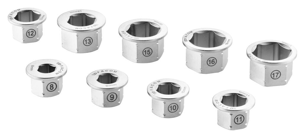 Juego de 9 anillos reductores para llave de estrella con trinquete 464.M14X19
