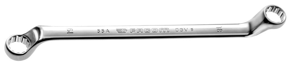Llave Estrella Contraacodada Facom 7x8 Mm - Perfil 12 Caras OGV, Cromada Satinada