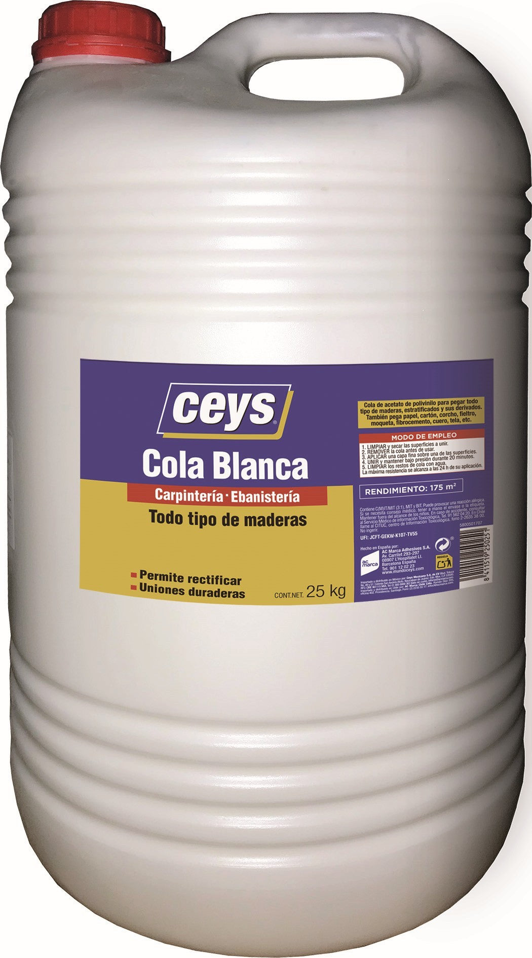 CEYS COLA BLANCA MADERA BOTE 25KG