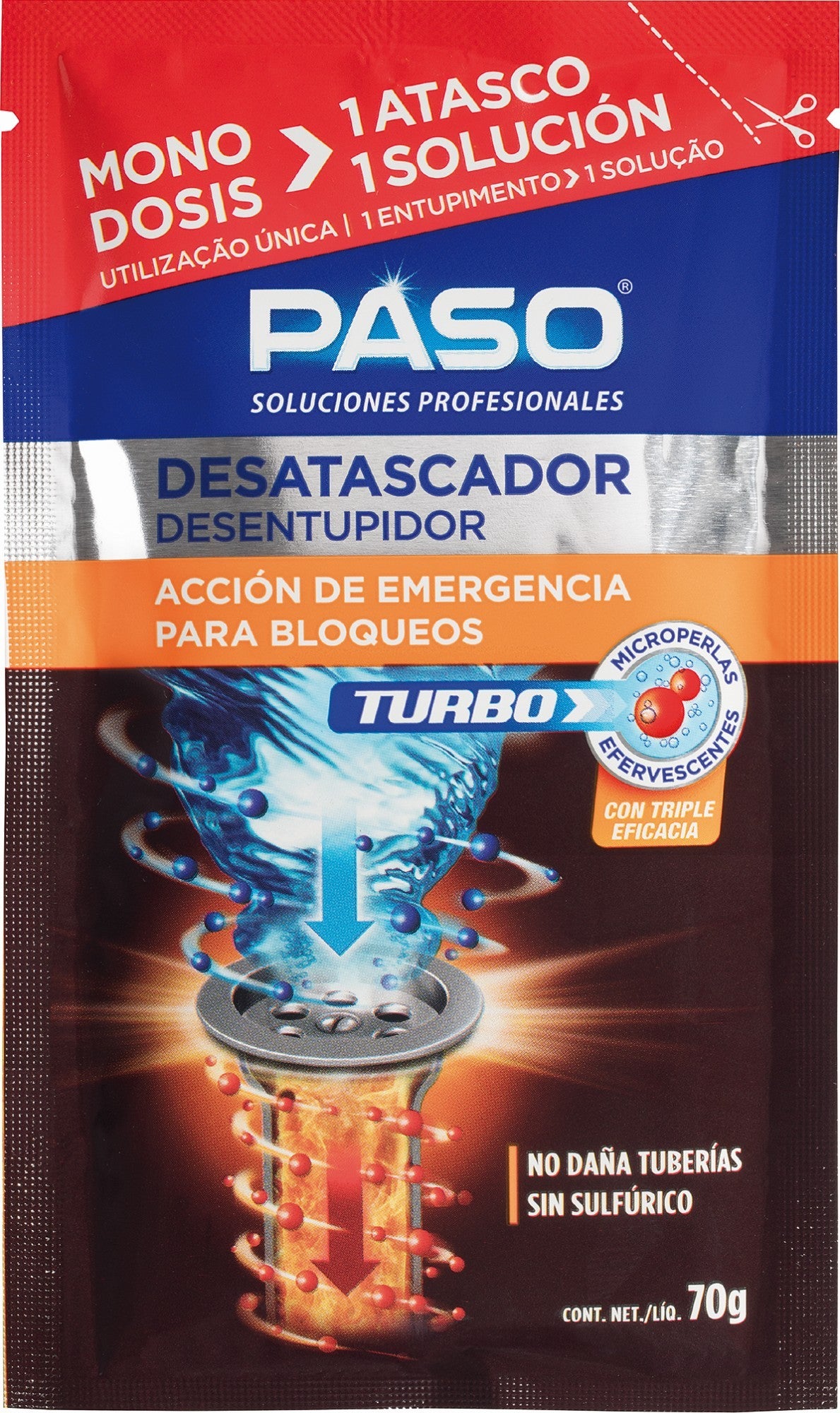 PASO DESATASCADOR TURBO MONODOSIS 6uds