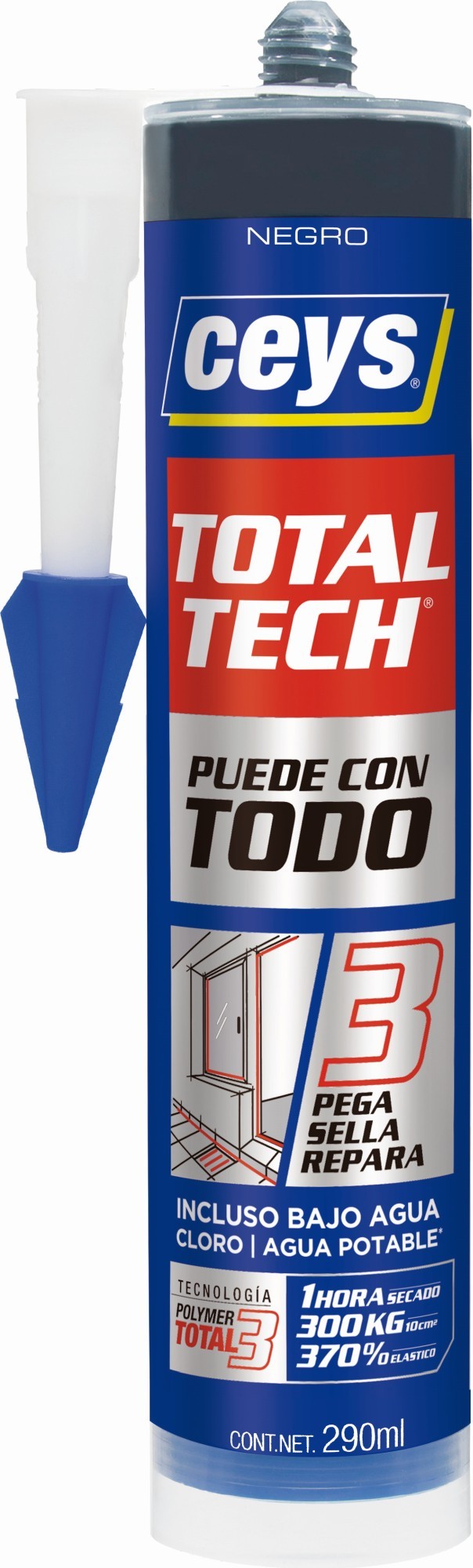 CEYS TOTAL TECH NEGRO CARTUCHO 290ML