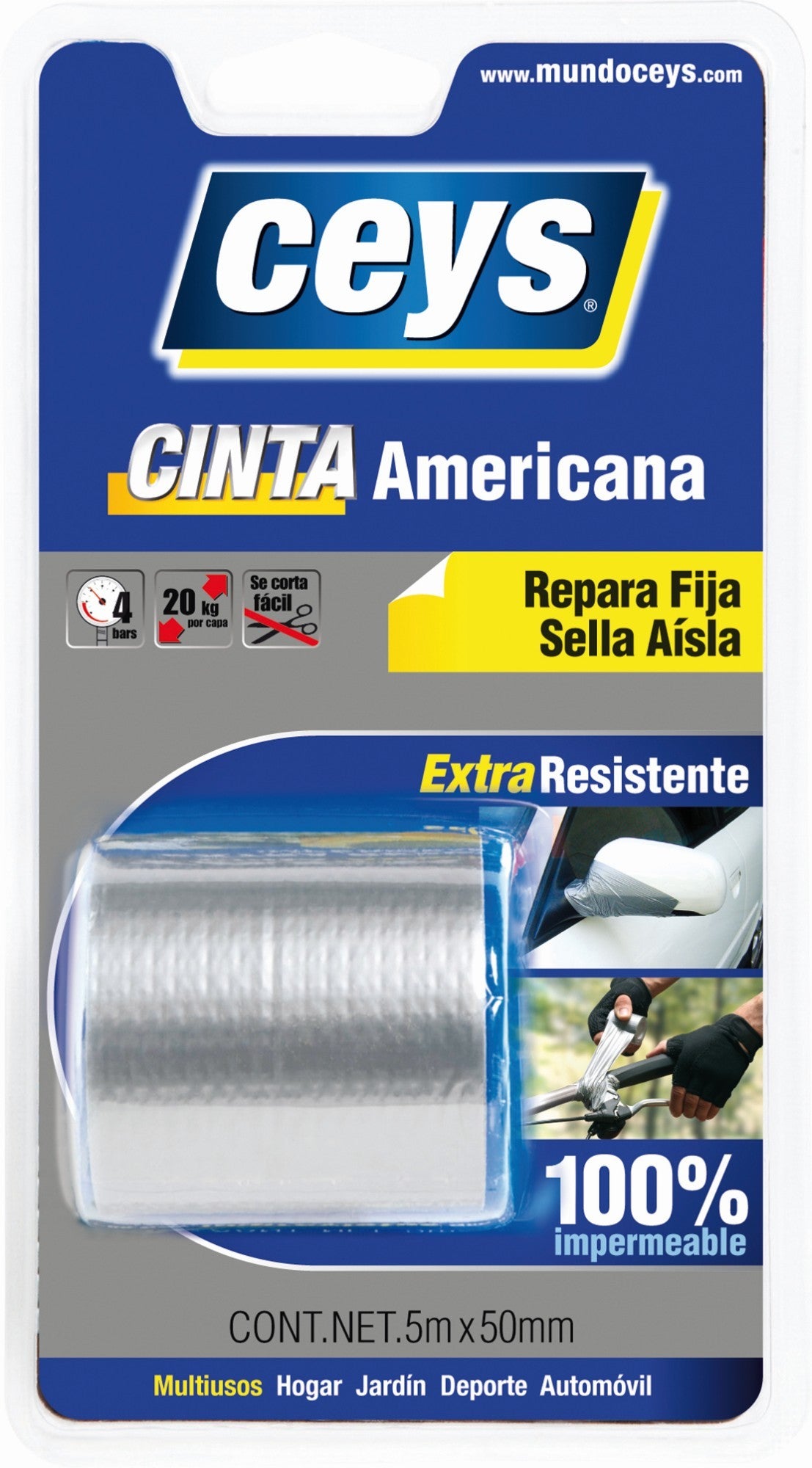 CEYS CINTA AMERICANA PLATA BLISTER 5MX50