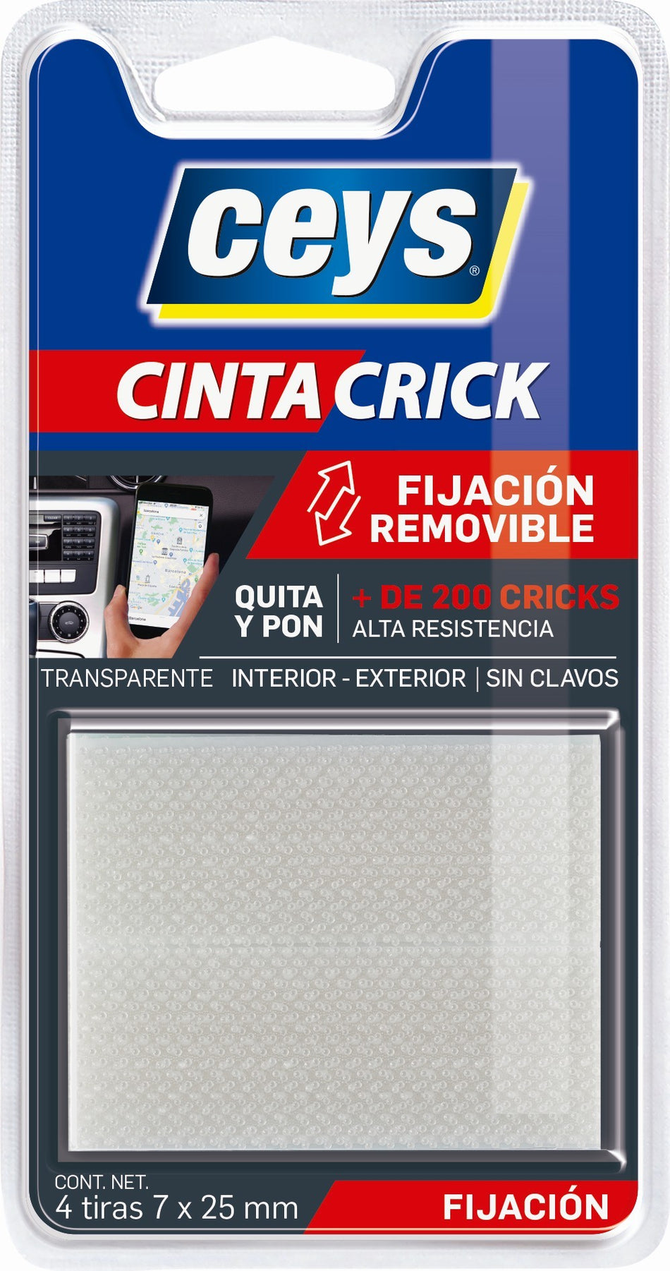 CEYS CRICK TRANSP 4 TIRAS 7CMX25MM