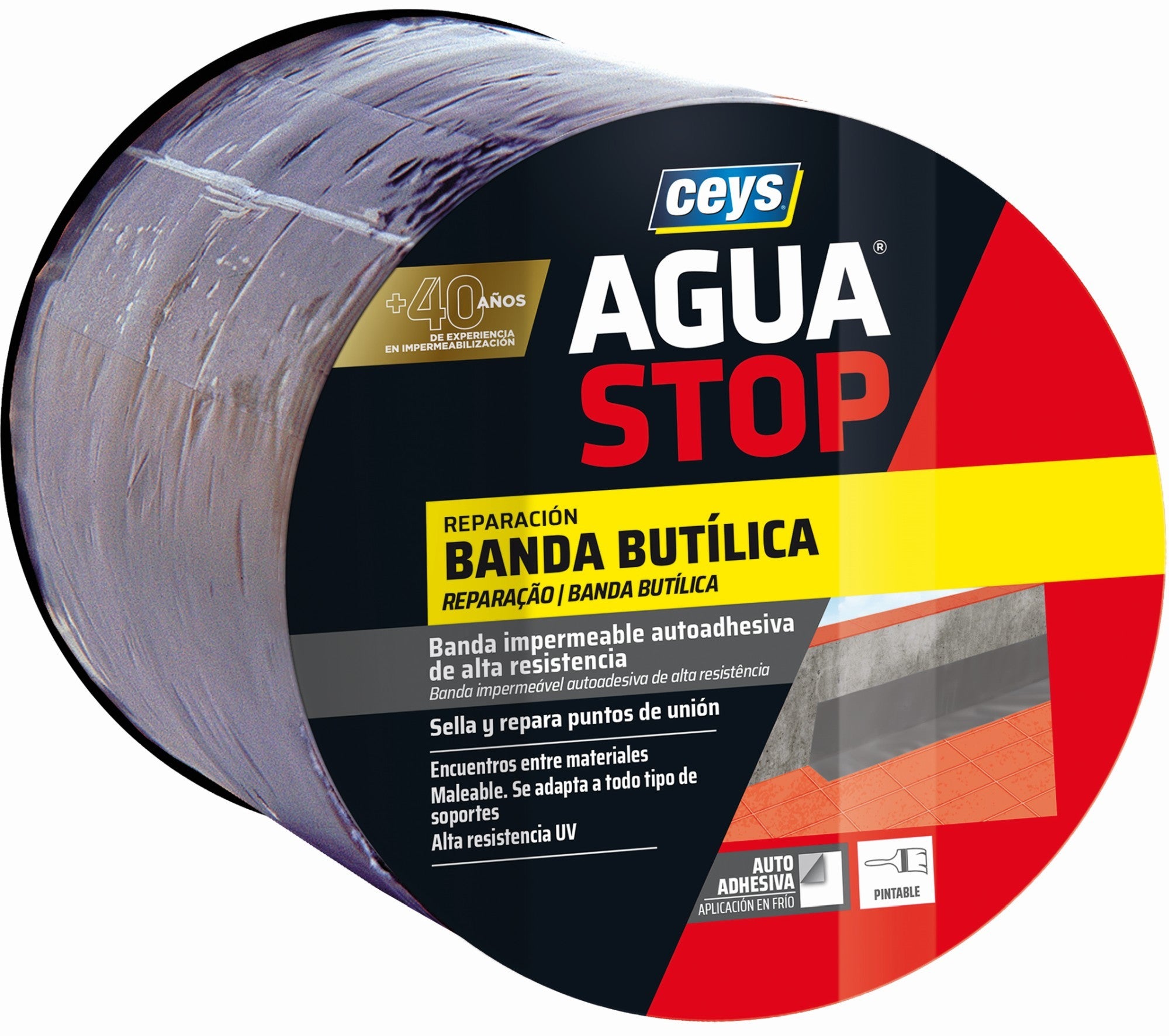 AGUASTOP BANDA IMP. BUTILO GRIS 15CMX10M