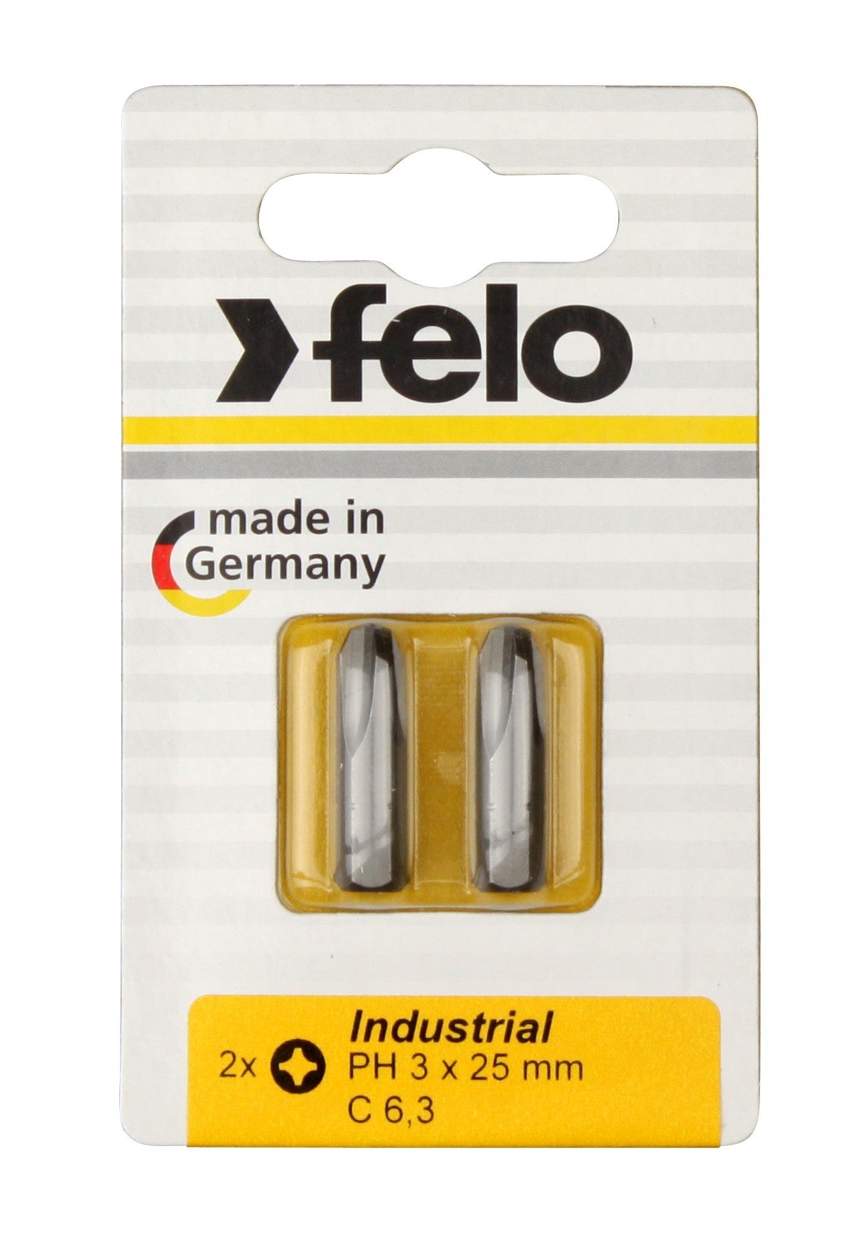 Felo Blister 2 puntas atornillador Phillips (PH) Industry C6,3x25mm.