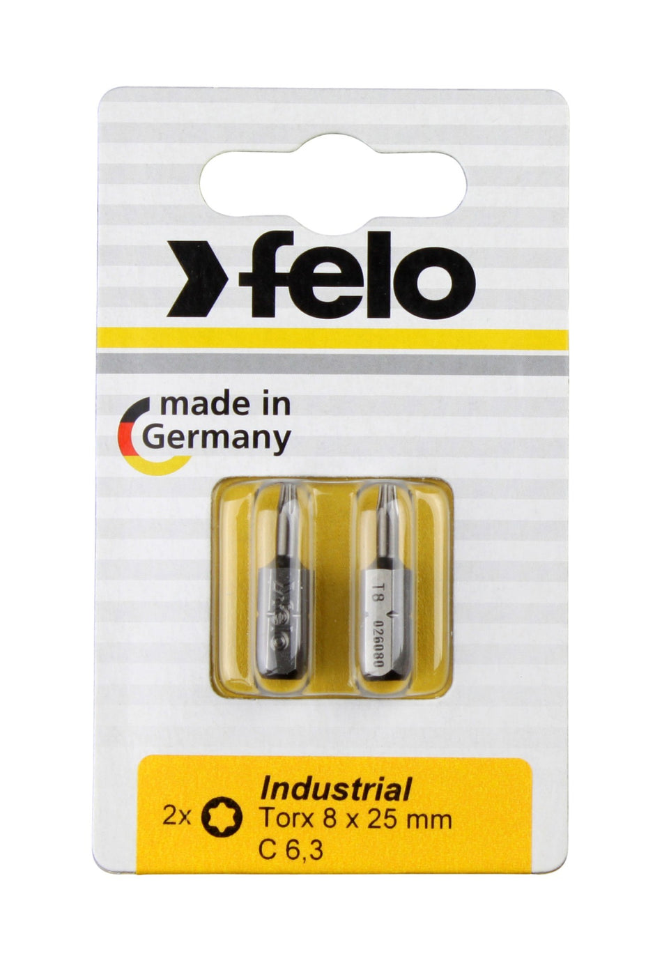 Felo Blister 2 puntas atornillador Torx Industry C6,3x25mm.