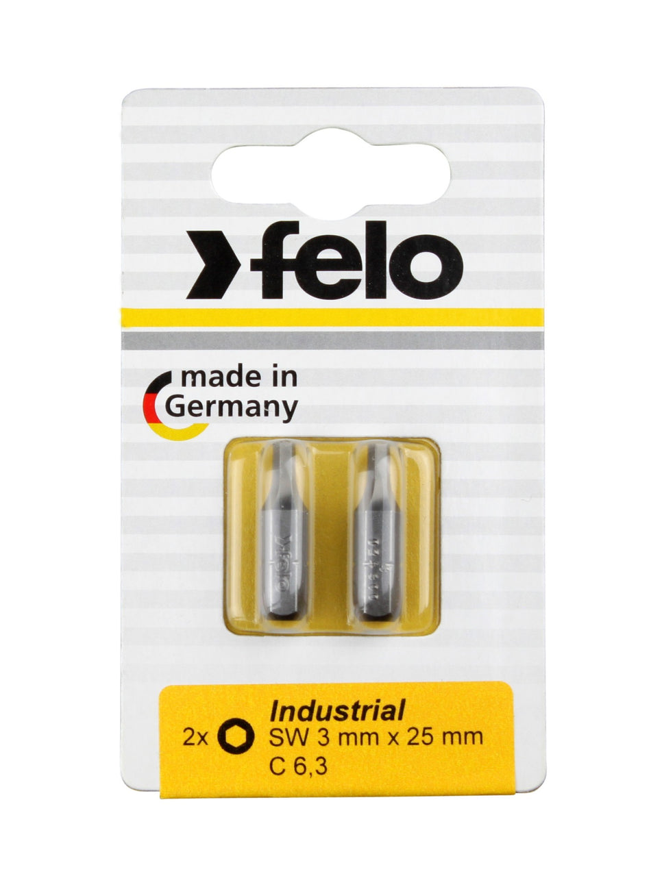 Felo Blister 2 puntas atornillador hexagonales Industry C6,3x25mm.