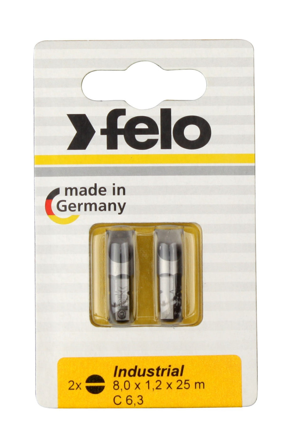 Felo Blister 2 puntas atornillador planas Industry C6,3x25mm.