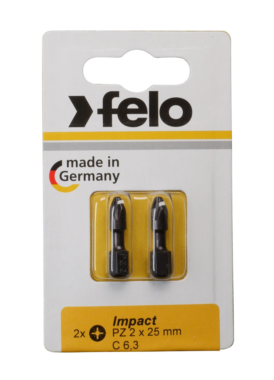 Felo Blister 2 puntas atornillador Podidriz (PZ) IMPACT C6,3x25mm.