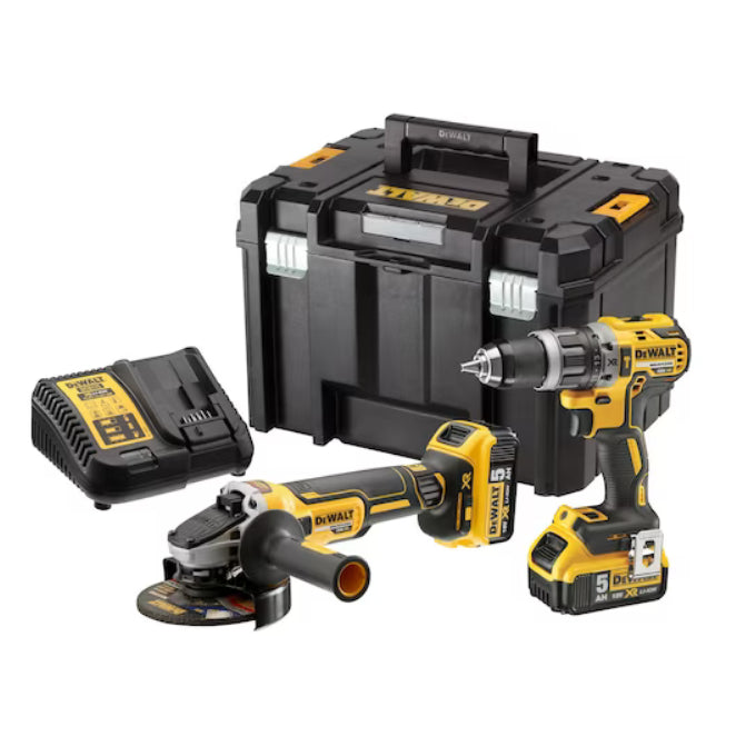 Kit Dewalt taladro atornillador percutor + amoladora a batería DCK2080P2T-QW