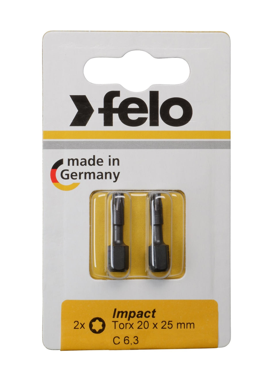 Felo Blister 2 puntas atornillador Torx IMPACT C6,3x25mm.