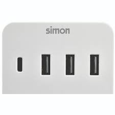 Base carga enchufable Simon 3 USB + 1 USB C ref CL610304