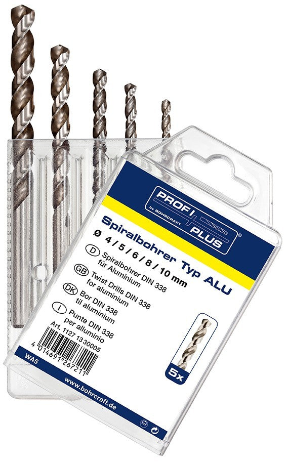 Bohrcraft Juego brocas rectificadas para aluminio Profi Plus HSS-G DIN 338 tipo W