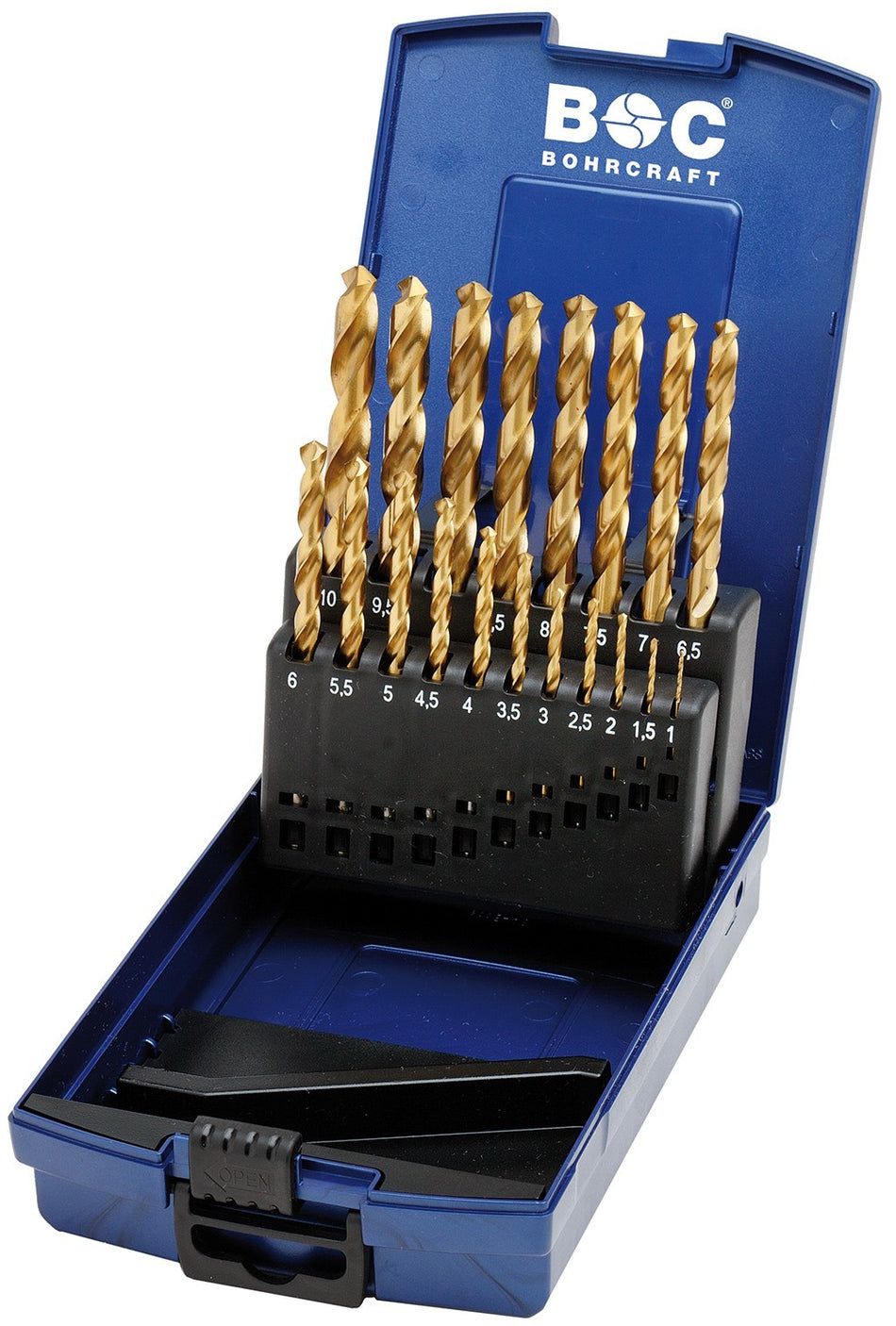 Bohrcraft Juego brocas rectificadas HSS-TiN DIN 338 tipo N Split Point KT 10