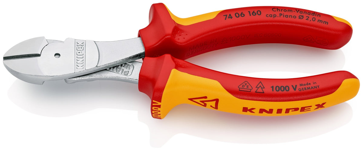 Knipex Alicate de corte diagonal de fuerza con mangos bicomponentes aislados