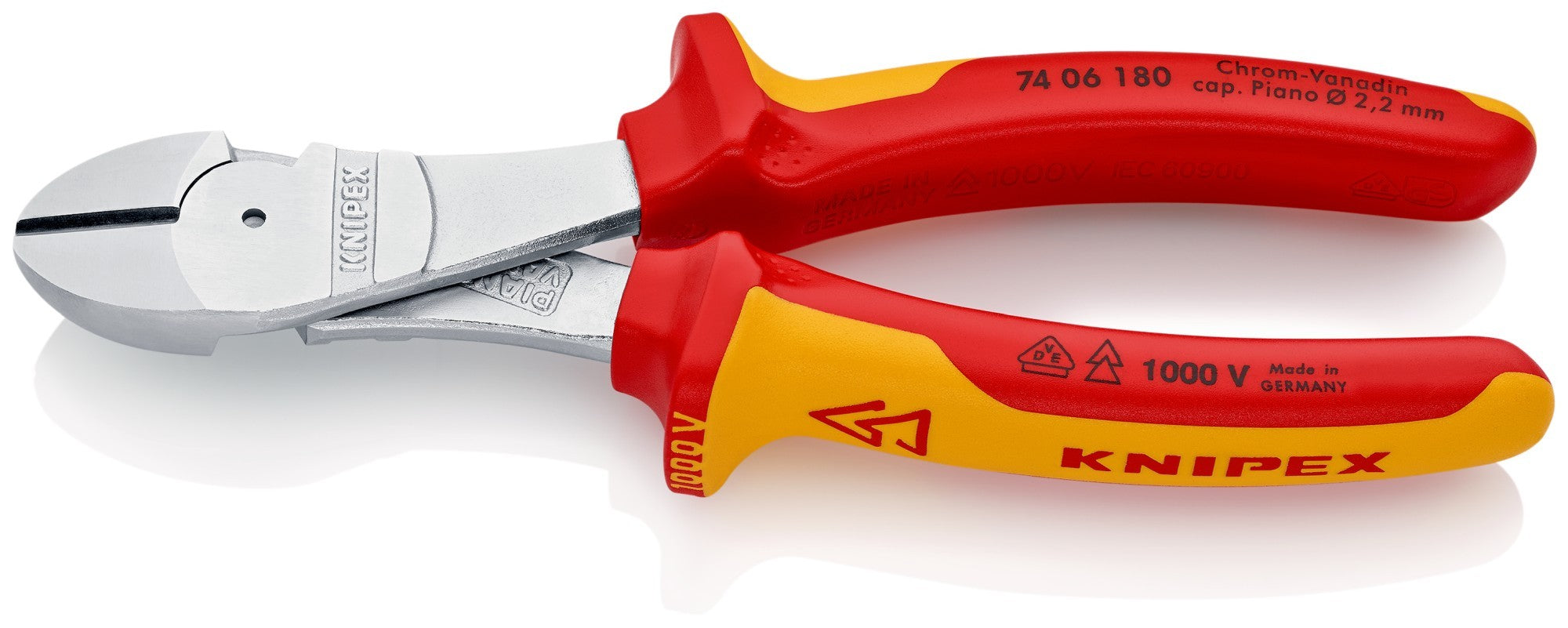 Knipex Alicate de corte diagonal de fuerza con mangos bicomponentes aislados