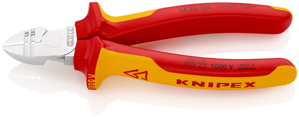 Knipex Alicate de corte diagonal con pelacables con mangos bicomponentes aislados