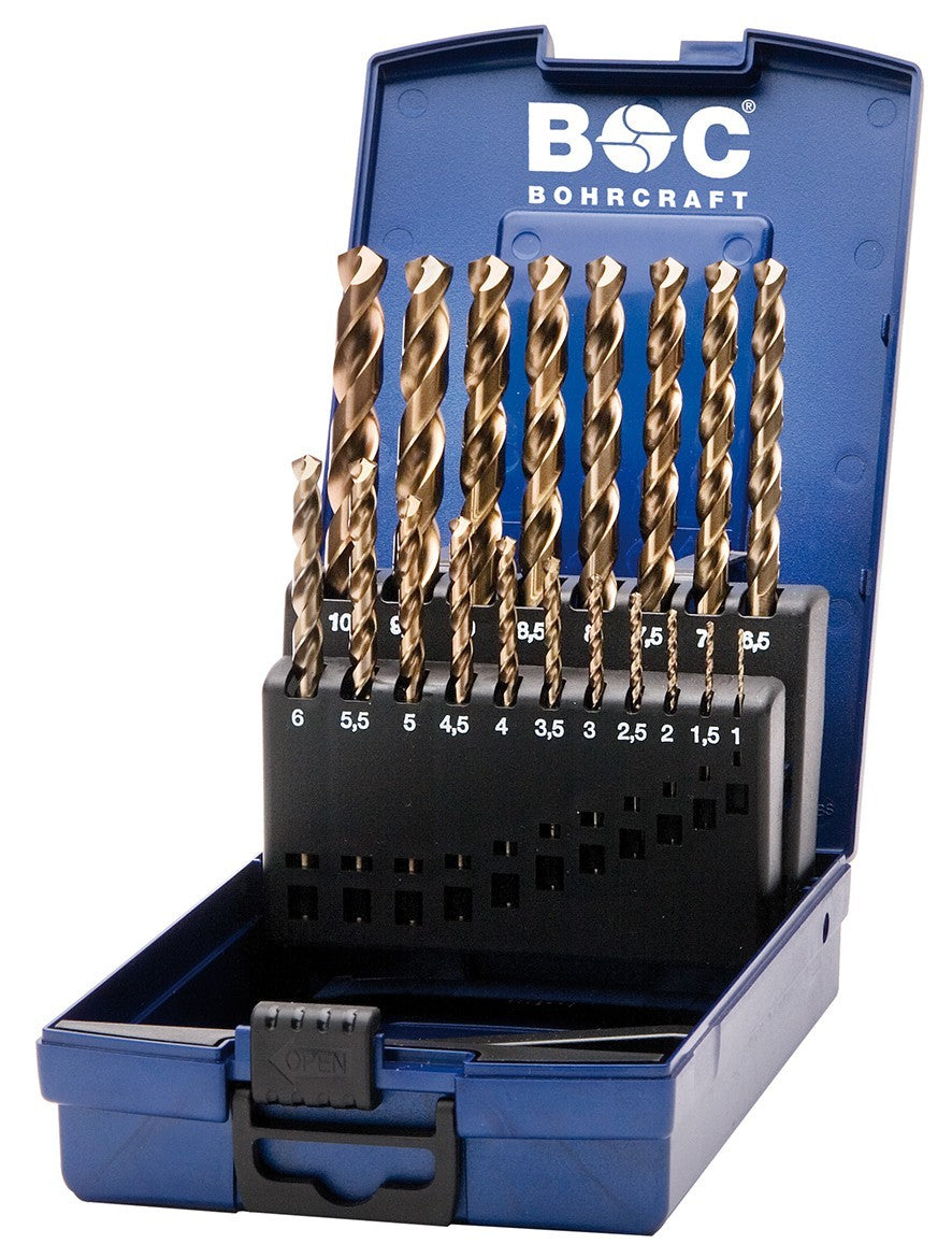 Bohrcraft Juego brocas rectificadas Profi Plus HSS-E Co5 DIN 338 tipo Ti Split Point KE 10 TI