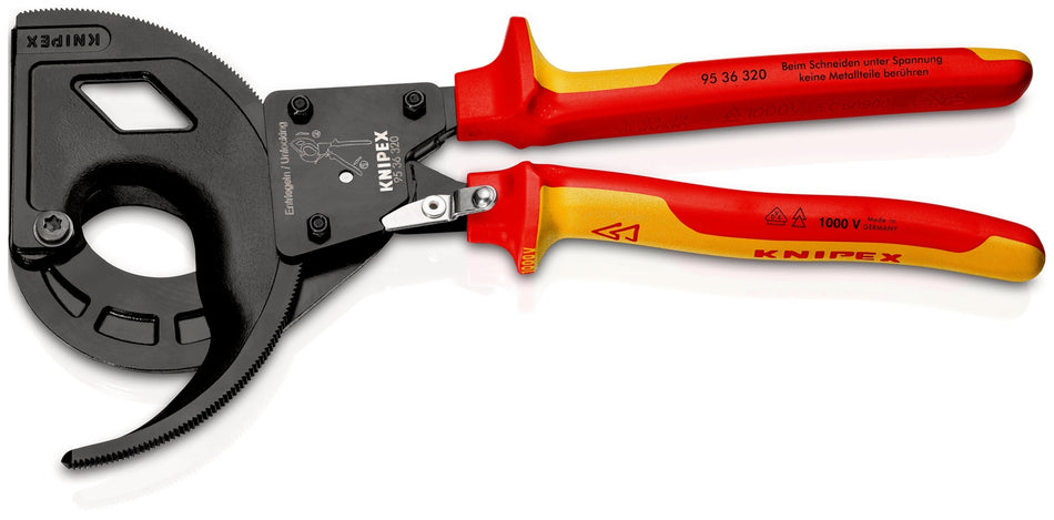 Knipex Cortacables de carraca con mangos bicomponentes aislados