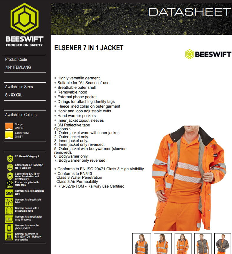 Parka alta visibilidad BEESWIFT Elsener 7 en 1. Talla L