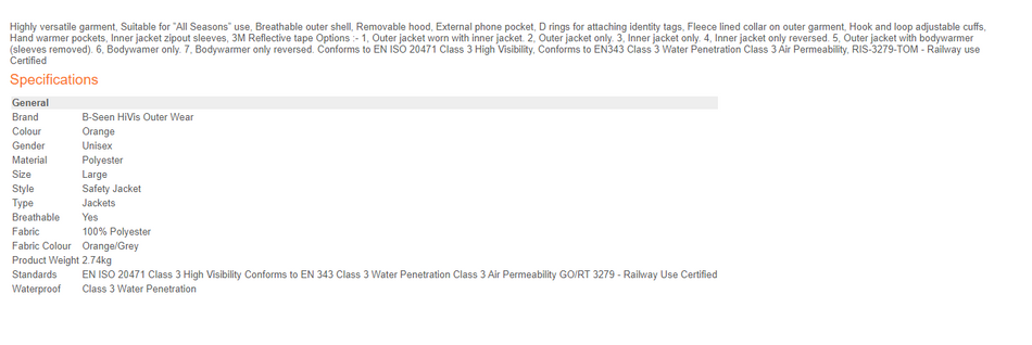 Parka alta visibilidad BEESWIFT Elsener 7 en 1. Talla XXXL