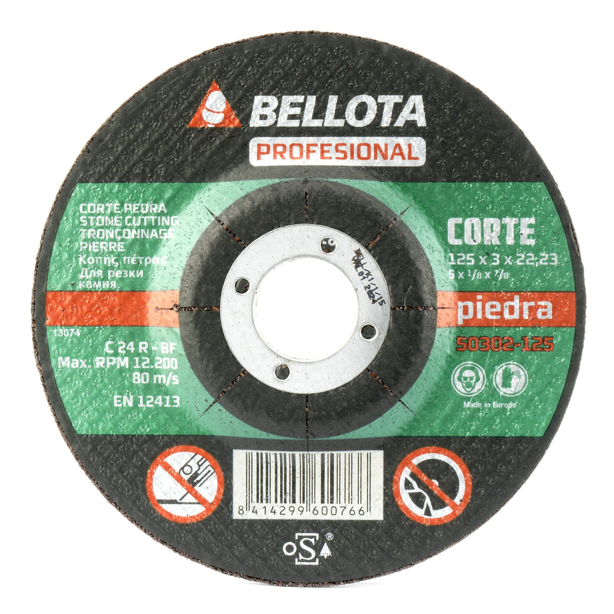 Disco abrasivo profesional para corte piedra, espesor 3 mm y Ø 125 mm / 50302125