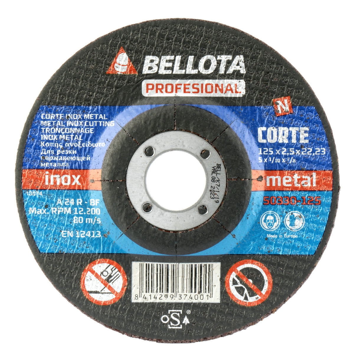 Disco abrasivo profesional para corte inox-metal, espesor 2,5 mm y Ø 125 mm / 50330125
