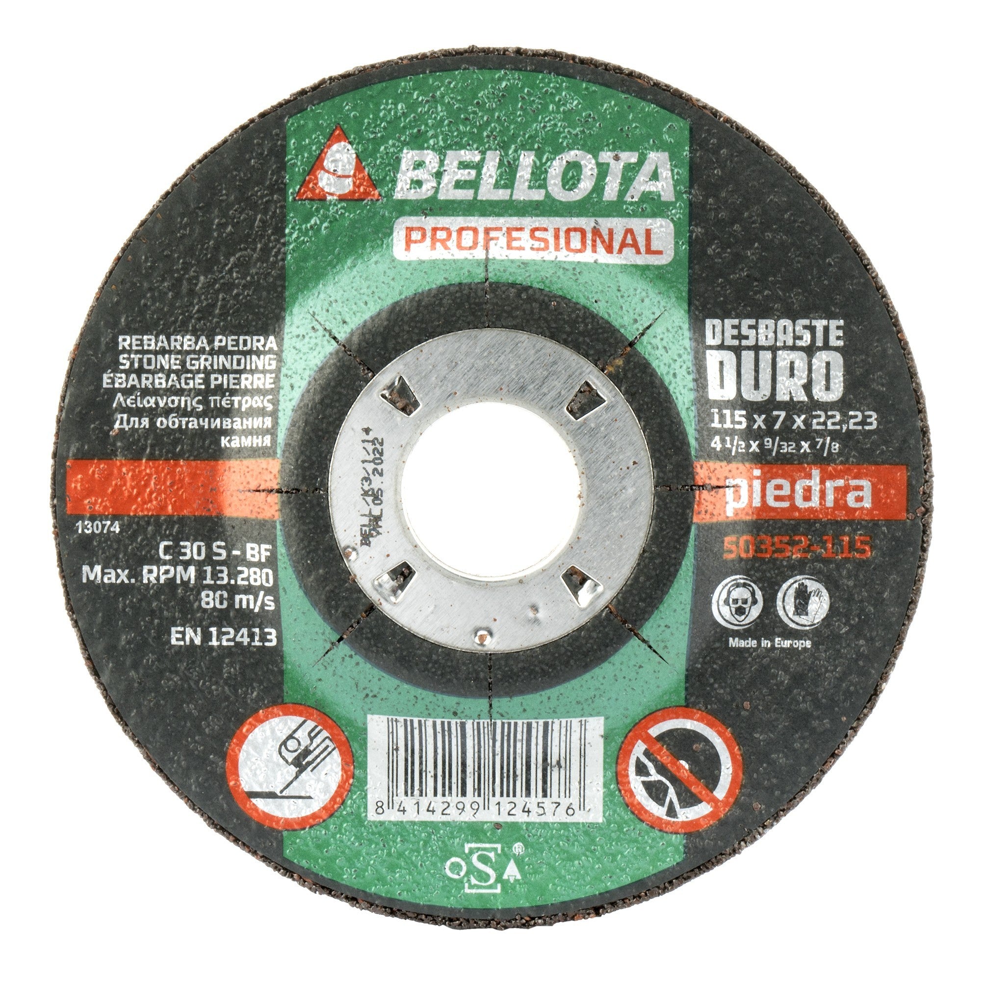 Disco abrasivo profesional para desbaste piedra, 7 mm y Ø 115 mm / 50352115