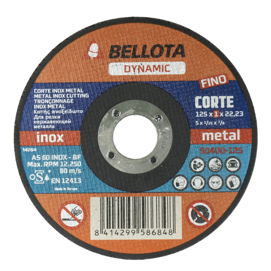 Disco abrasivo dynamic para corte inox-metal,  espesor extra fino 1 mm y Ø 125 mm / 50400125