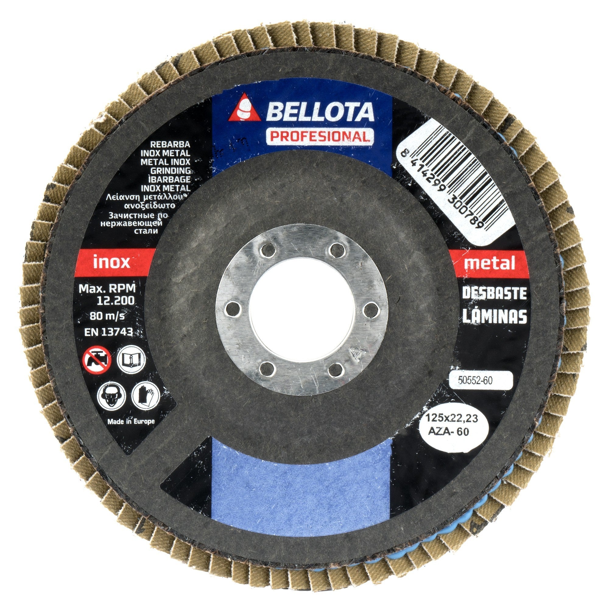 Disco de láminas base cóncava de fibra de vidrio para desbaste inox-metal, grano AZ 40 y Ø 125 / 5055240