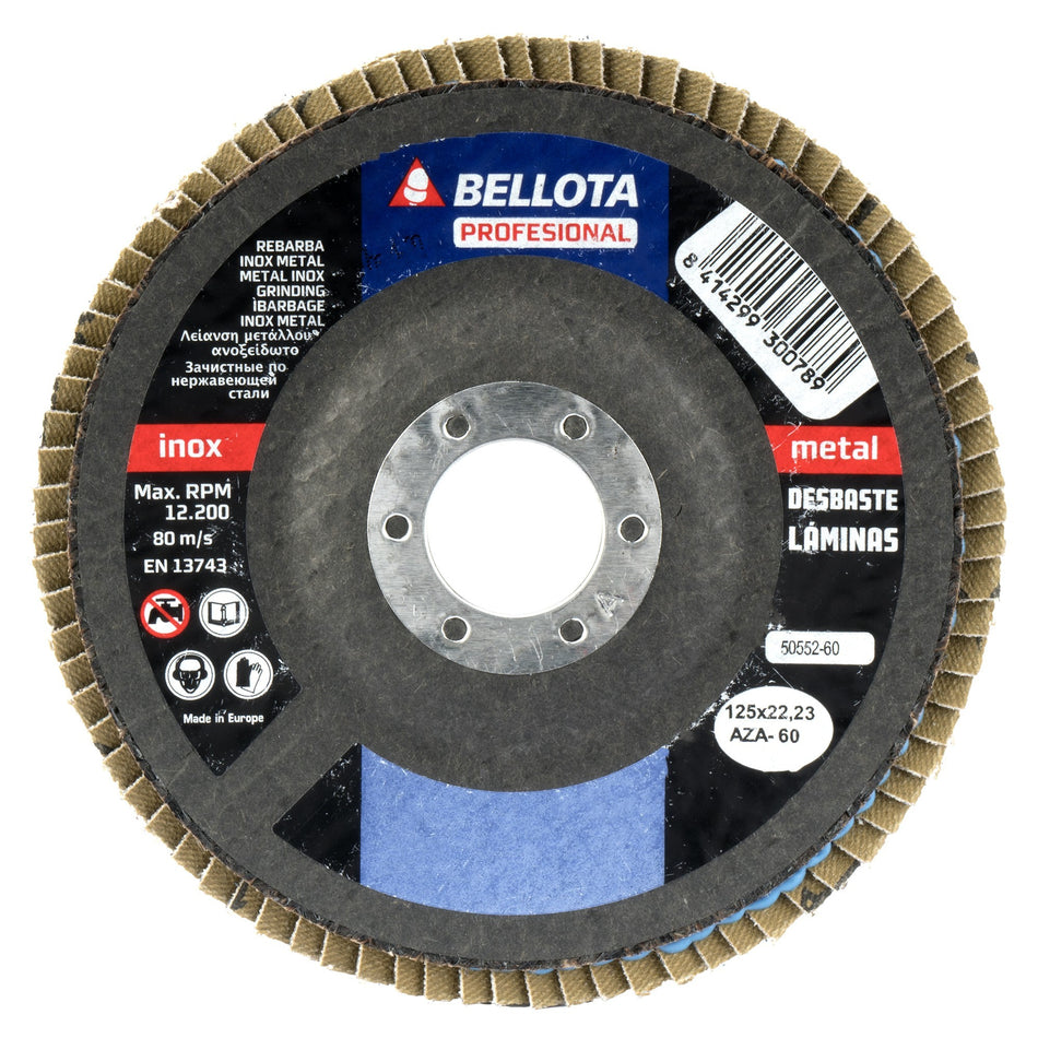 Disco de láminas base cóncava de fibra de vidrio para desbaste inox-metal, grano AZ 40 y Ø 125 / 5055240