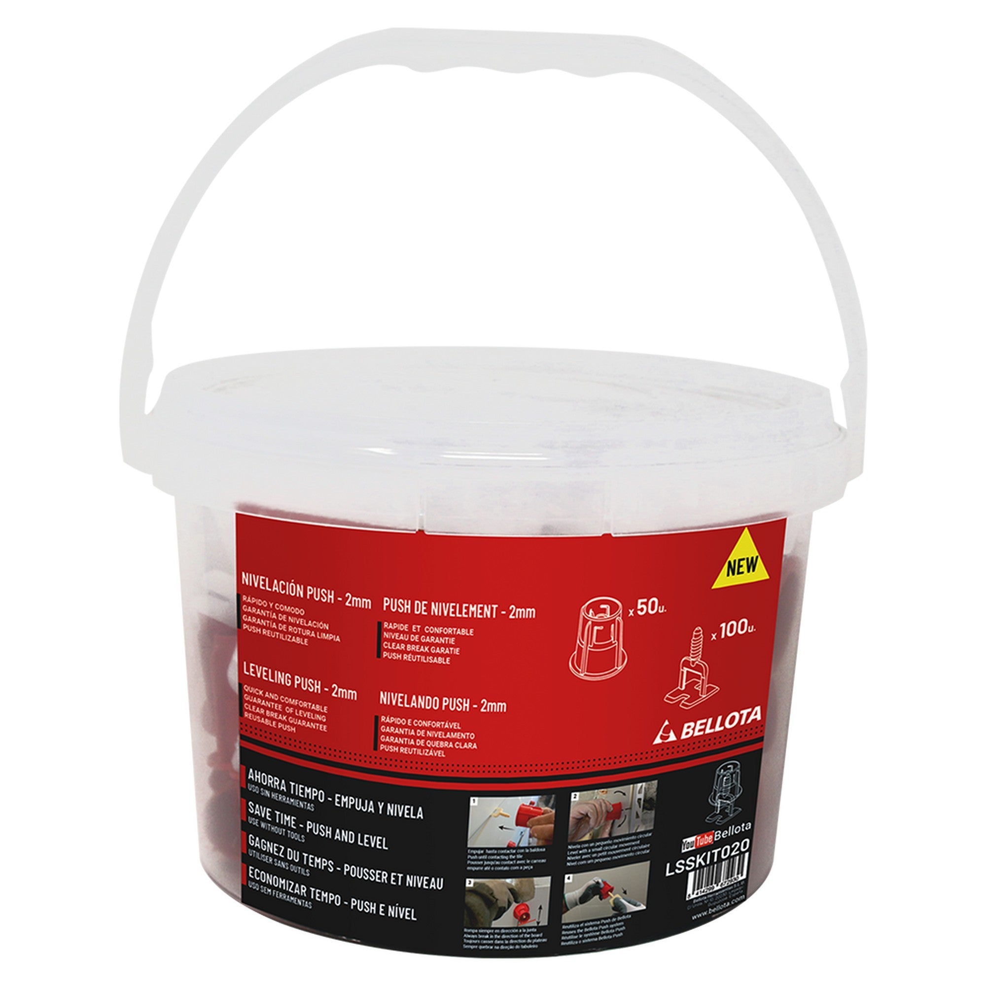 Kit de nivelación cerámica para sistema Push&Level de 3 mm - 100 Calzos+50 PUSH / LSSKIT030