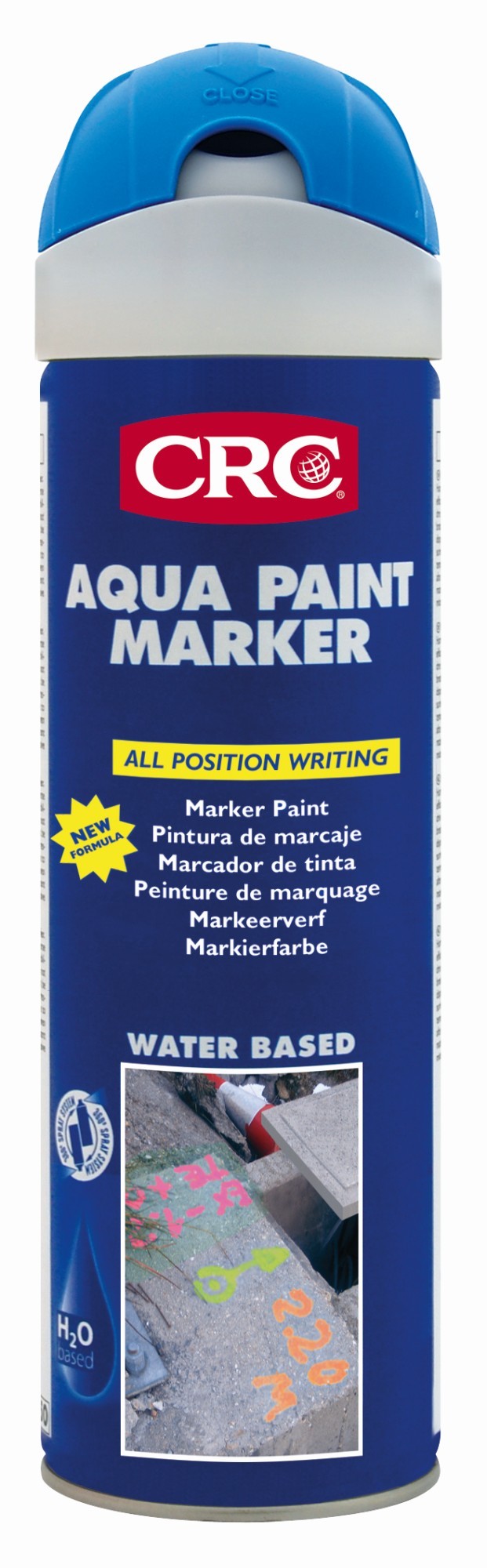 AQUA PAINT MARKER - Pintura de marcaje temporal respetuoso con el medio ambiente - AQUA PAINT MARKER FLUO AZUL 500 ML